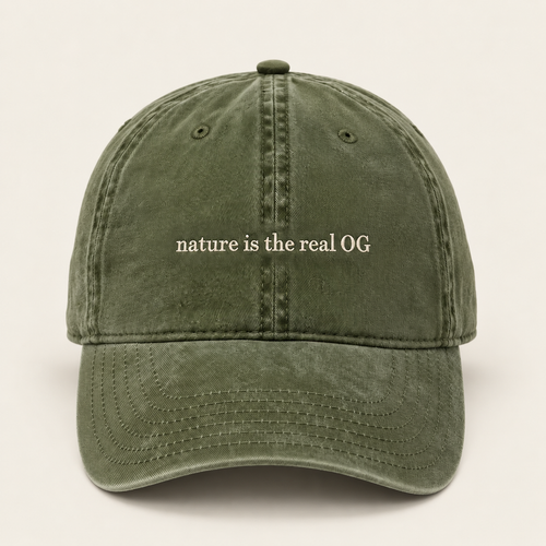 Forest hat on a warm cream background